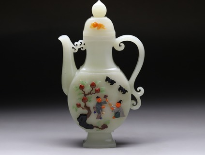 和田玉籽料|回流 舊藏和田玉籽料“福从天降 凤柄壶”