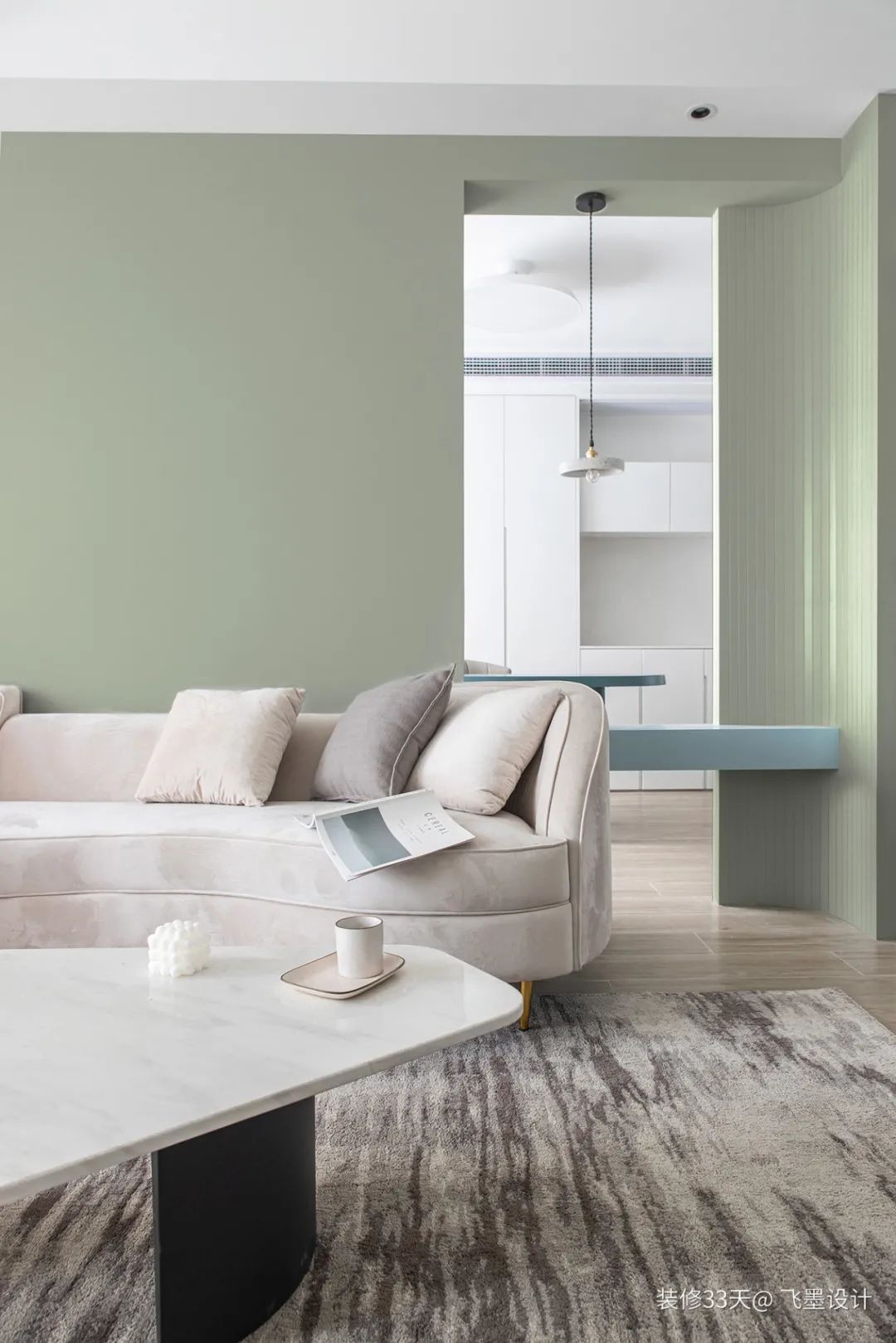 装修设计:147平清新绿色北欧三室跃层