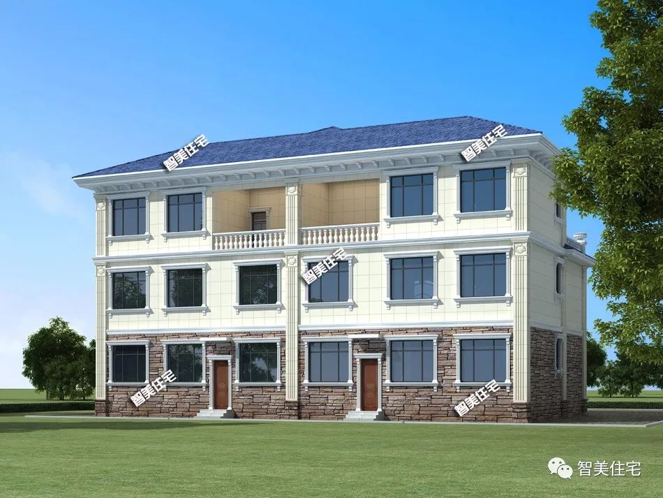 面宽20多米的双拼别墅,不仅外观好看,室内还有堂屋和旋转楼梯