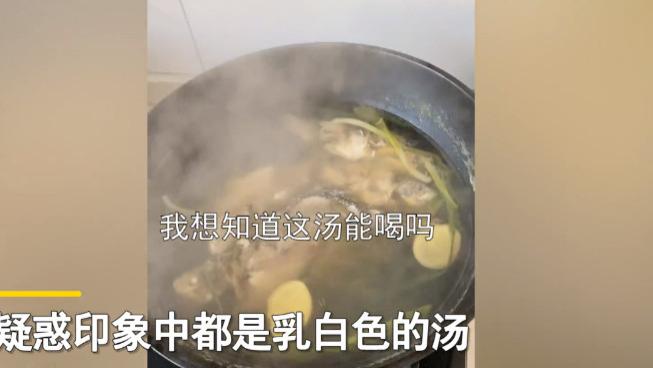 江苏苏州，一女子炖鲫鱼汤半小时仍如清水，发视频请教网友被群嘲。