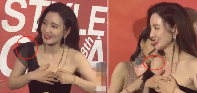 女明星如何应对走光？鞠婧祎肩带滑落淡定演唱，刘涛吓得花容失色