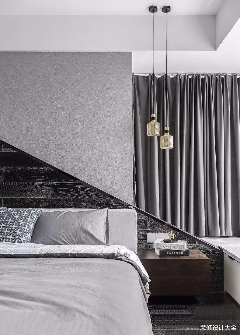 108㎡现代简约三居,卧室背景墙还能这样设计!