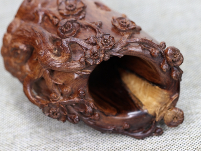 笔筒|黄花梨紫油梨梅花笔筒