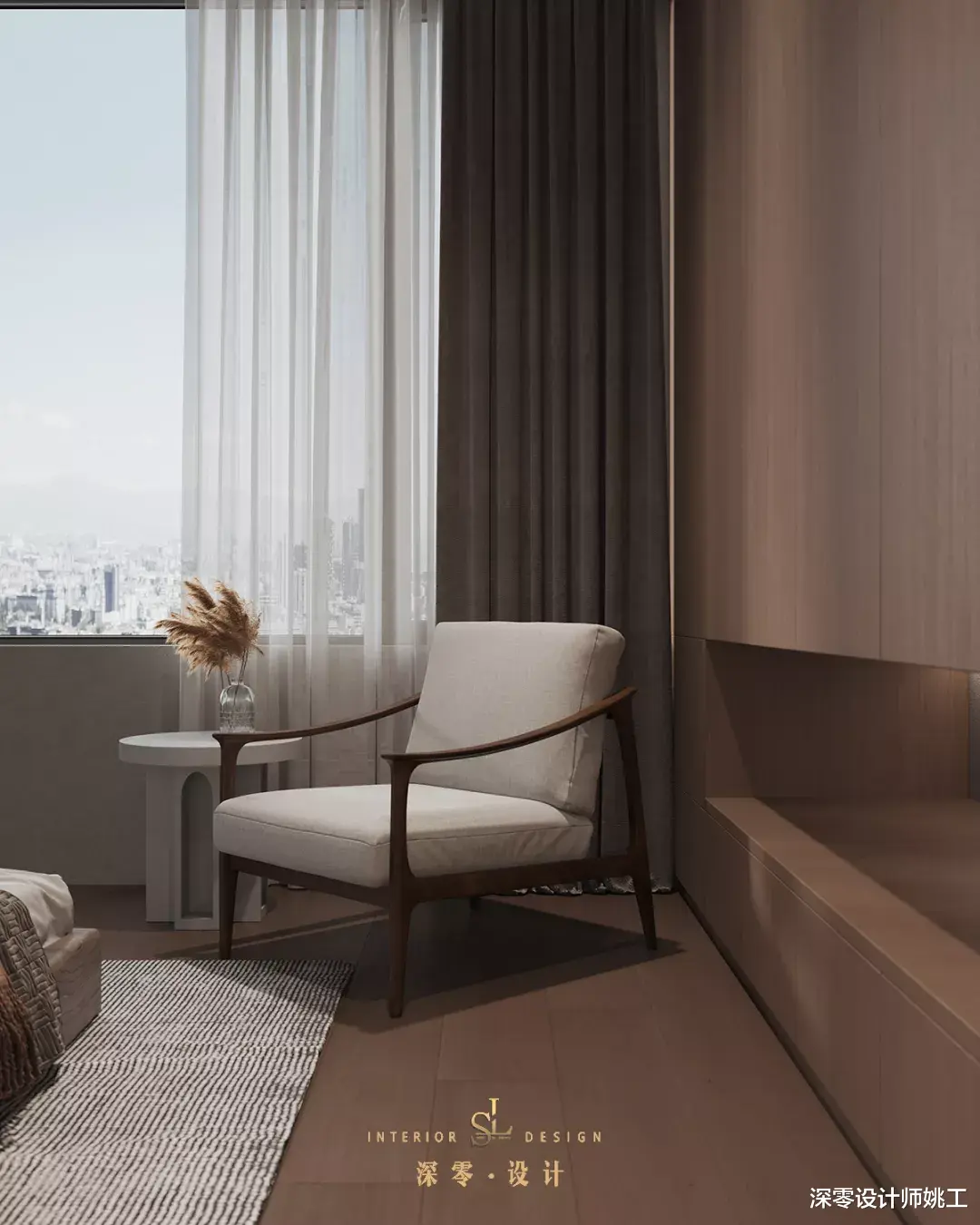 看这套190㎡侘寂风复式,木质地板+水泥灰,营造出优雅高级的环境