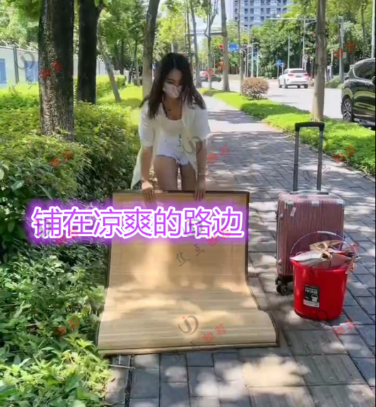 求职|白日做梦?厂花提桶找工作,路边铺凉席躺平,“我月薪至少1万”