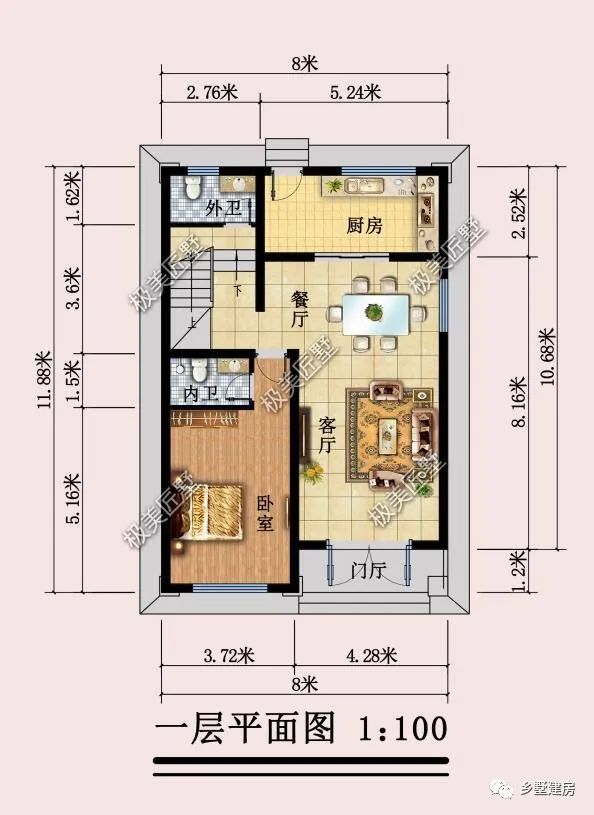 8X10.88米占地不足百平，欧式三层这样建，让你沐浴在阳光里