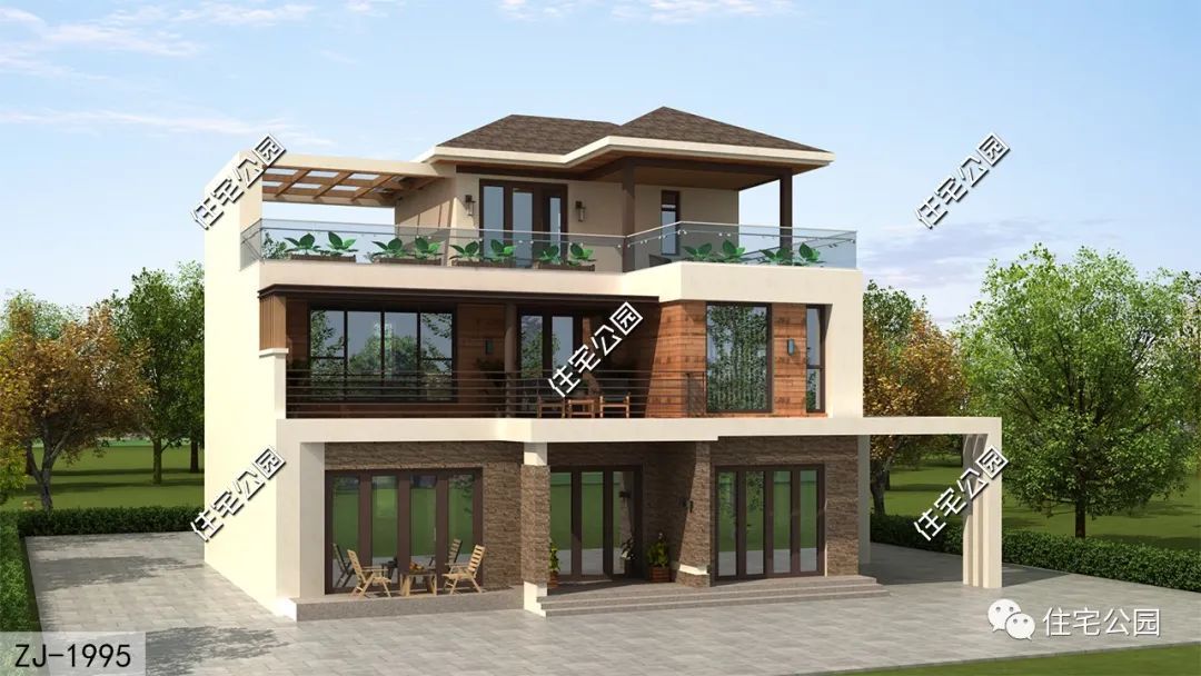 13×12米高品质的三层现代别墅,多露台设计更舒适