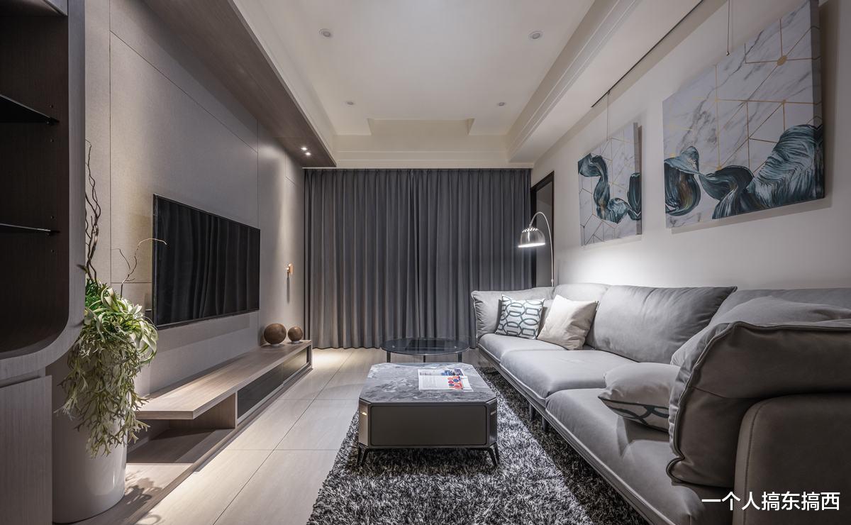 110平简约现代风两室一厅设计,客厅通透明亮, 餐厅装修很漂亮!