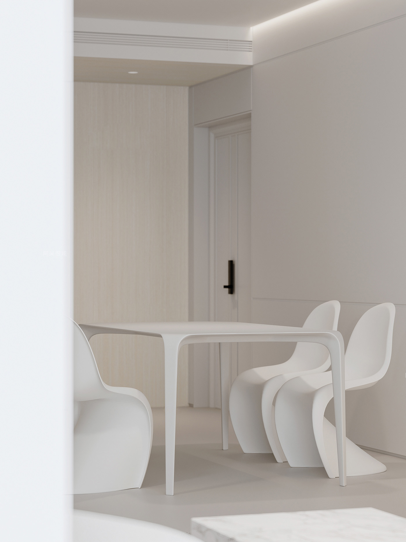 极简主义的白色内饰与独特的家具设计