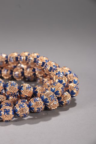 |回流-银鎏金烧蓝108佛珠。