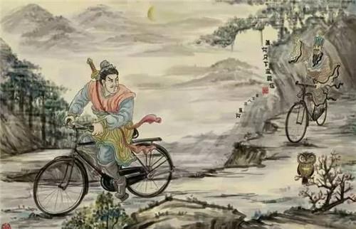 他画一幅“萧何骑车追韩信”走红,开创的假画系列能笑到让你捧腹