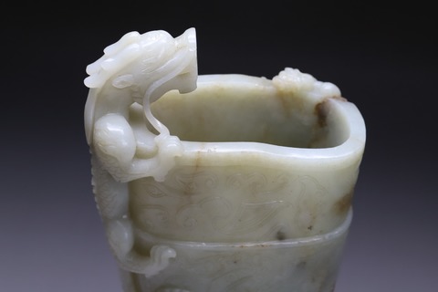 和田玉籽料|舊藏和田玉籽料“螭龙象首觞杯”