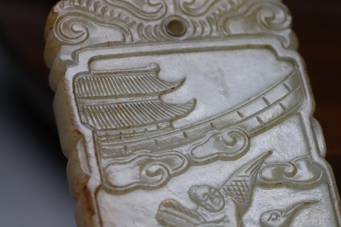 和田玉籽料|回流 舊藏和田玉籽料“乘鹤驾云”如意牌