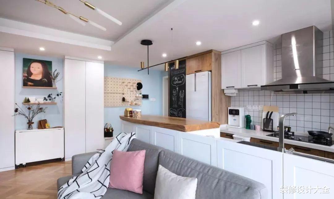 63㎡小户型装修,开放式厨房+吧台设计,轻松变大还不乱!