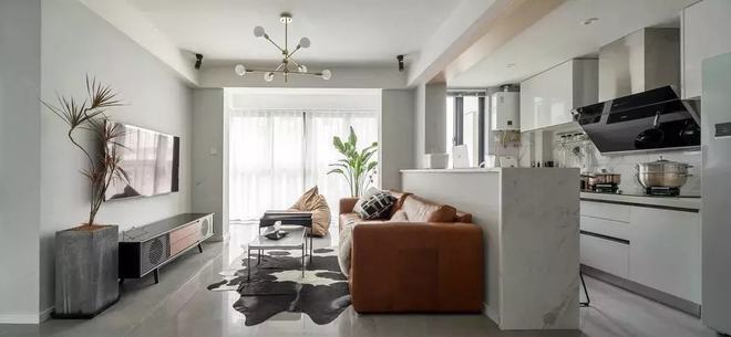 80㎡现代简约风的家,开放式的布局,效果宽敞明亮