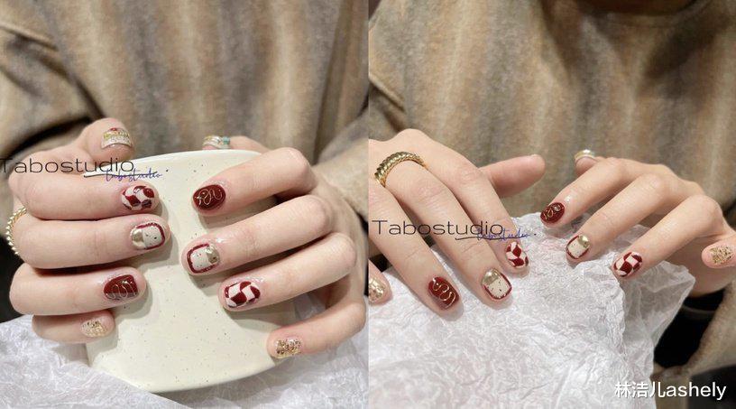 美甲 杨幂、热巴都是红色美甲控，2022新年做个复古红美甲，红火一整年