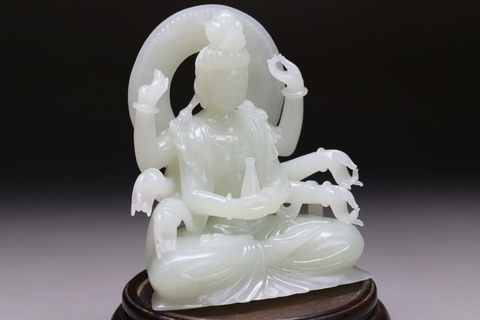 |和田玉籽料“一级白 千手观音”座像