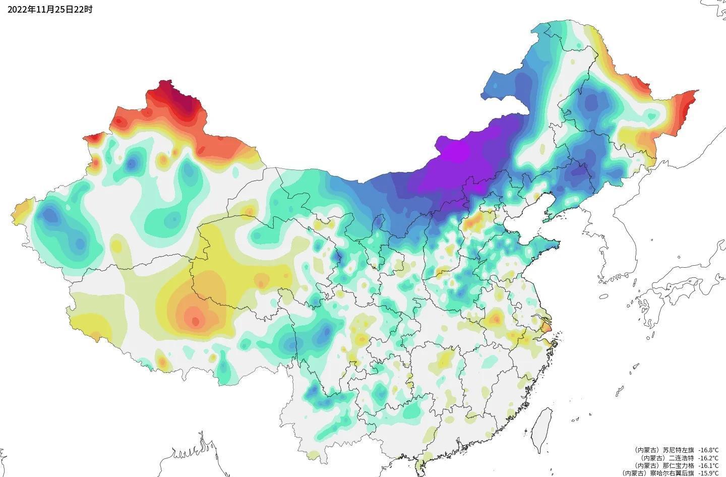 寒潮前锋已渗透北方，东北逼近-40度！预报：南方下雪概率大增