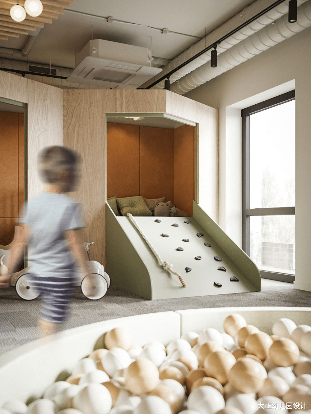 儿童空间分享：天然材料、暖色调，构建一个温馨如家的儿童中心