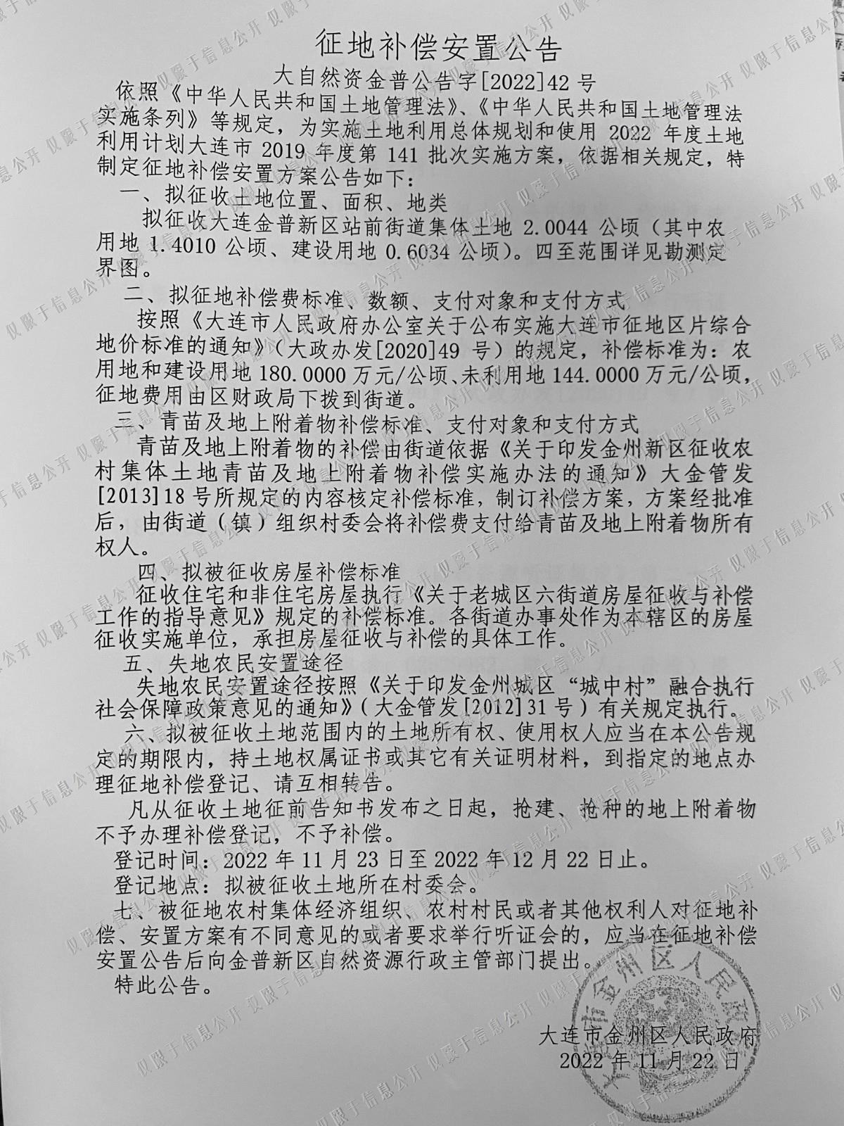 金普新区2.0044公顷土地拟被征收