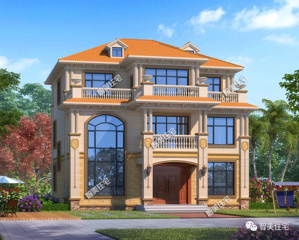 12.5×13米农村别墅,带旋转楼梯设计,这栋房子可真洋气!