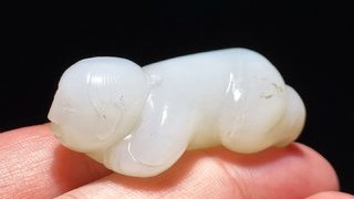 |清 和田玉籽料 白玉 童子 吊坠 挂件