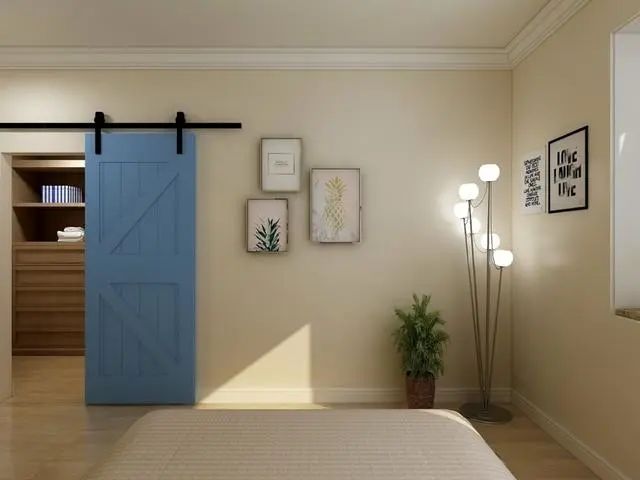 90㎡清爽北欧风格，巧用谷仓门，鸡肋区变身衣帽间！