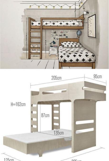上下铺二胎家庭都不用了，下铺竖着摆一张双人床，改良版更合适