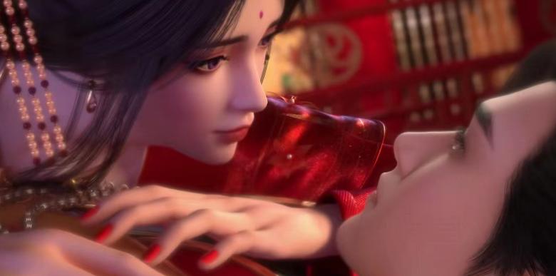 石昊|红凰蓝雨秀大长腿,太阳神女飞天而去,石昊月婵连交杯酒都喝上了