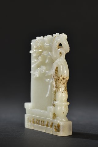 梅花|清 和田玉梅花纹屏风摆件