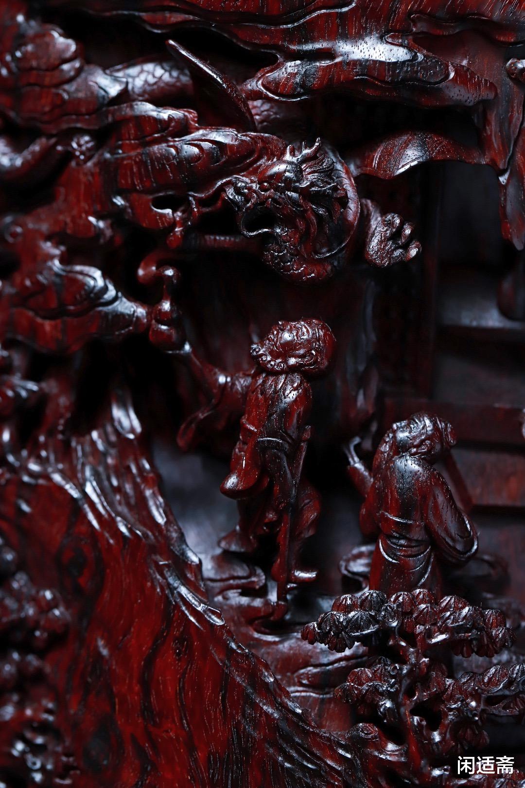 古钱币|文房珍藏重器,小叶紫檀,群仙祝寿笔筒