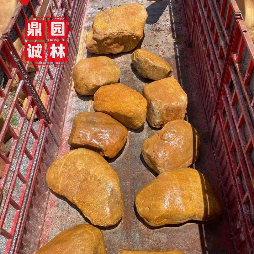 黄蜡石园林观赏造景设计石 庭院鱼池围边驳岸装饰石