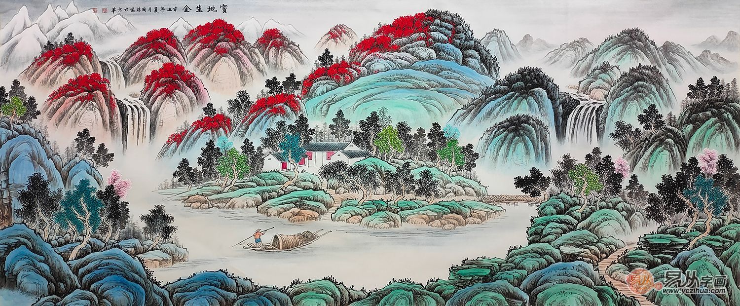 山水画|办公室壁画 清雅脱俗的山水画 李国胜老师作品欣赏