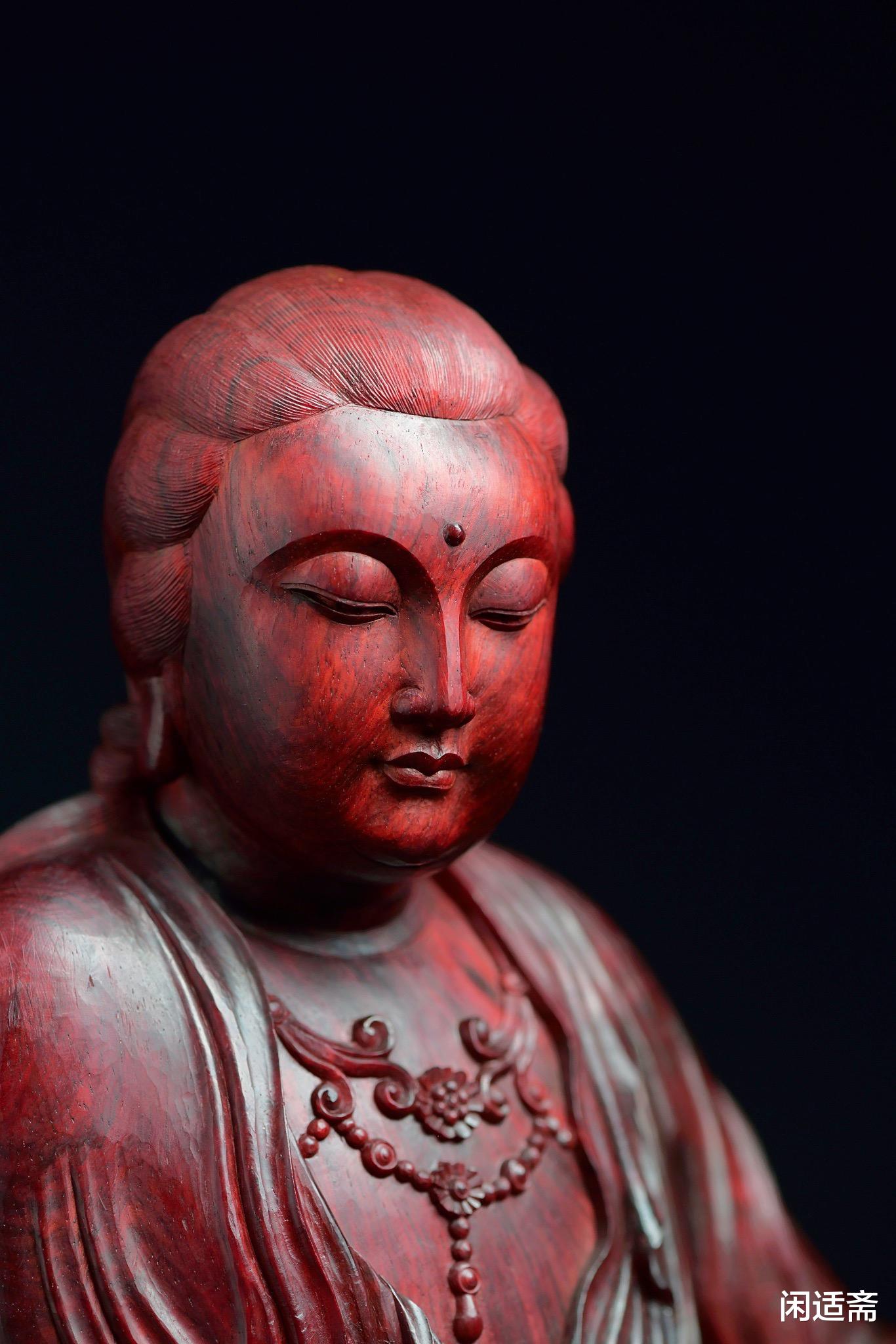 |紫檀木雕佛造像，仙作清刀工艺，自在观音