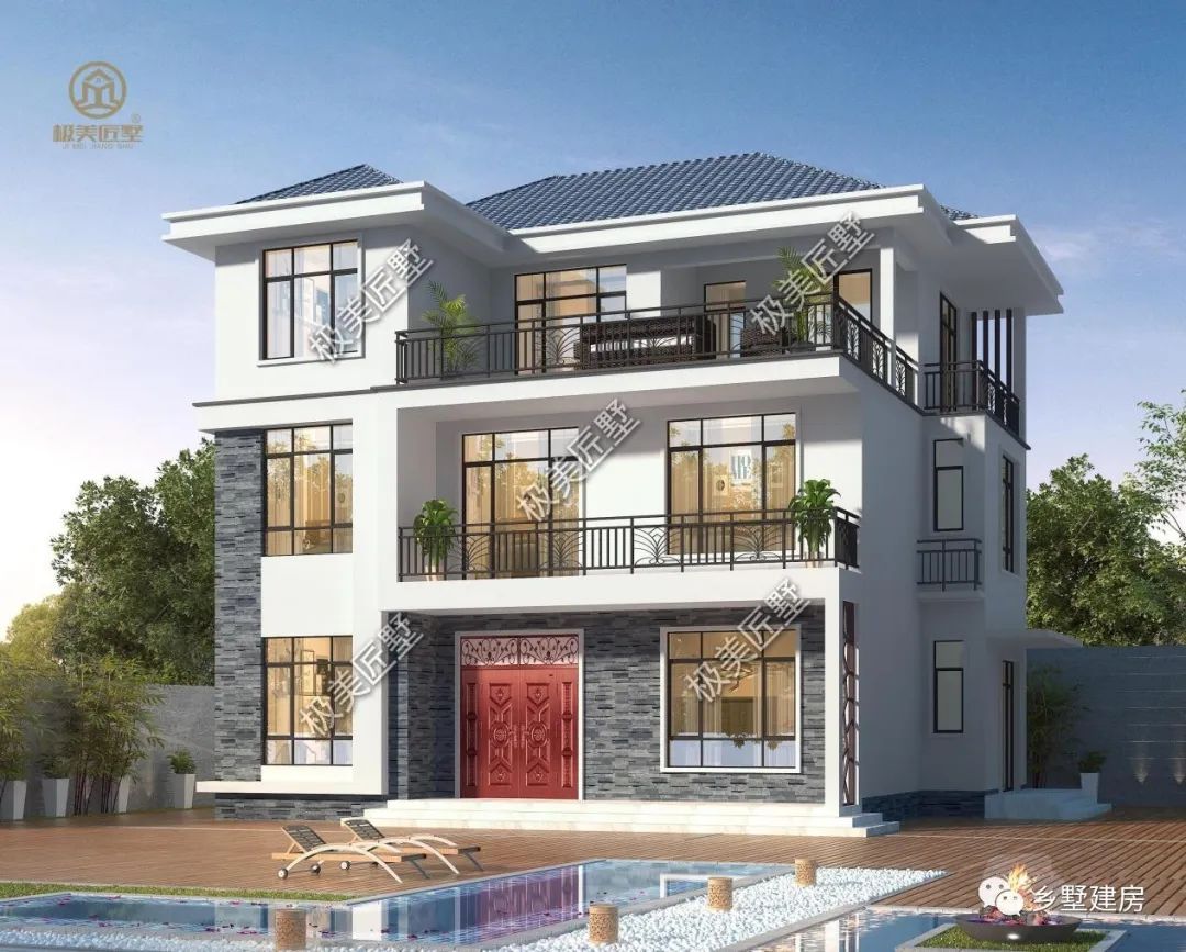 五款蓝屋顶自建房设计分享，还在犹豫建房的，一起来看看