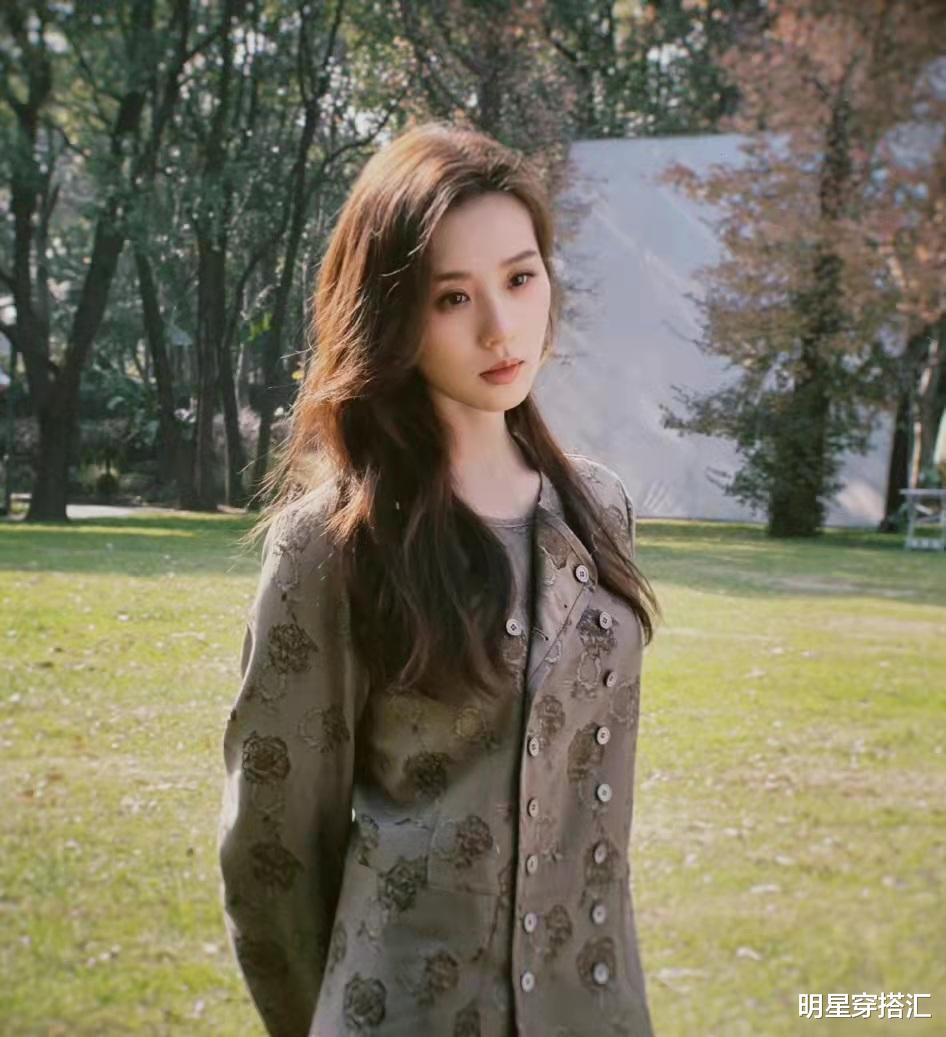 刘诗诗|刘诗诗春日出游大片释出,咖啡色刺绣西装出镜,温柔又贵气