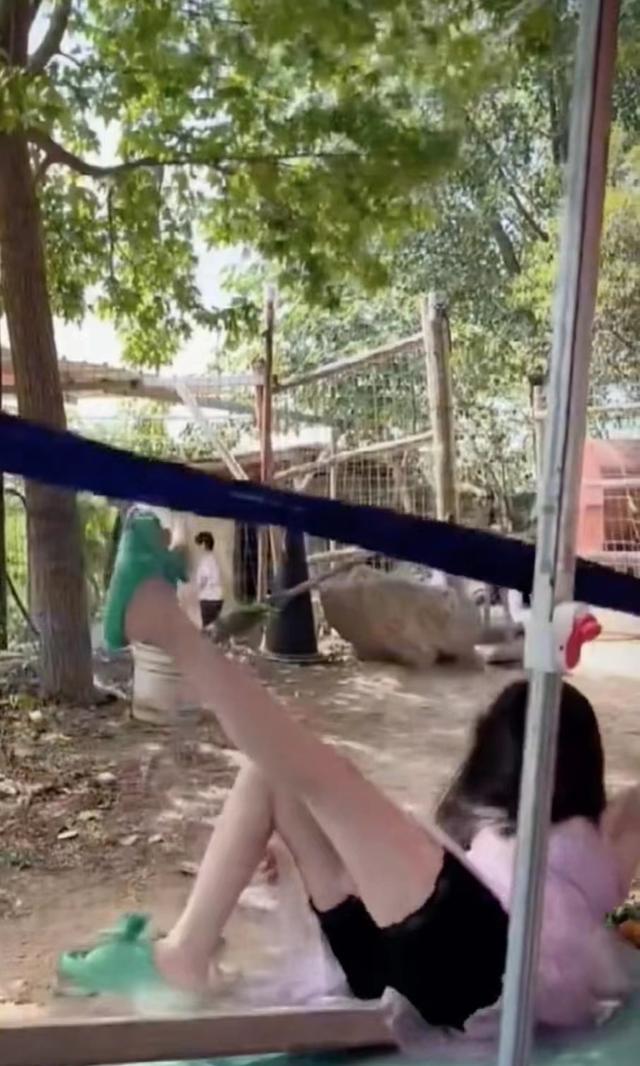 黑丝 女子为展示身材苗条，故意在相亲对象面前展示，结果从网床上摔下