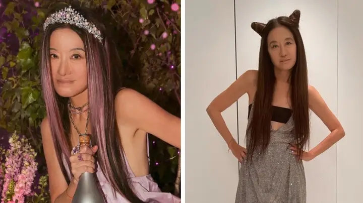 万圣节|73岁的王薇薇太不服老了!黄金胸衣外穿太豪放,配黄金裙秀少女感