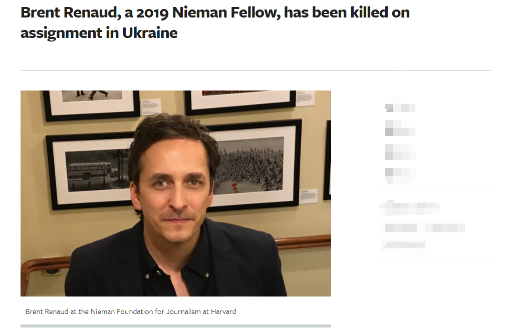 欧美明星|50岁纪录片导演遭枪杀,曾被提名新闻纪录片大奖,疑赴乌拍摄大作