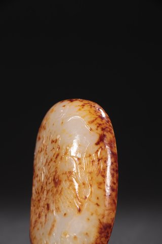 和田玉籽料|清-和田玉籽料雕麒麟送子原石挂坠