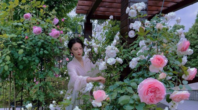 张馨予|张馨予生日晒了大自然送给她的礼物，有菜园和桃花，看着超惬意