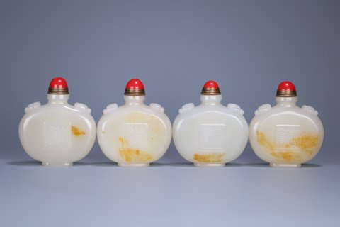 鼻烟壶|旧藏 老和田玉籽料八仙鼻烟壶一套