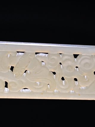 和田玉籽料|清中期 和田玉籽料 透雕 云福纹 扁方 发簪