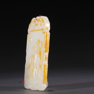 和田玉籽料|旧藏·和田玉籽料如意双童玉牌