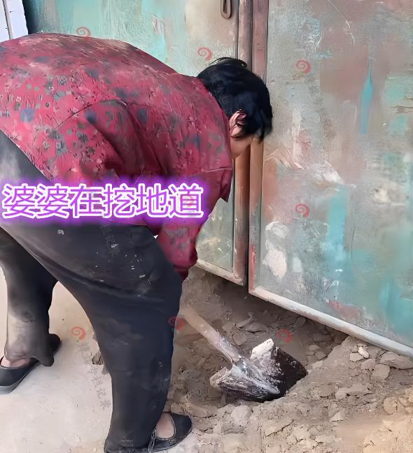 婆婆出门忘带钥匙,巧用铁锨“挖地道”进门,网友:高手在民间