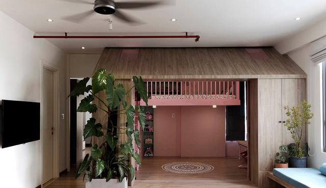 66二手房,为了孩子,直接在客厅搭个“公主房”,粉嫩嫩好浪漫