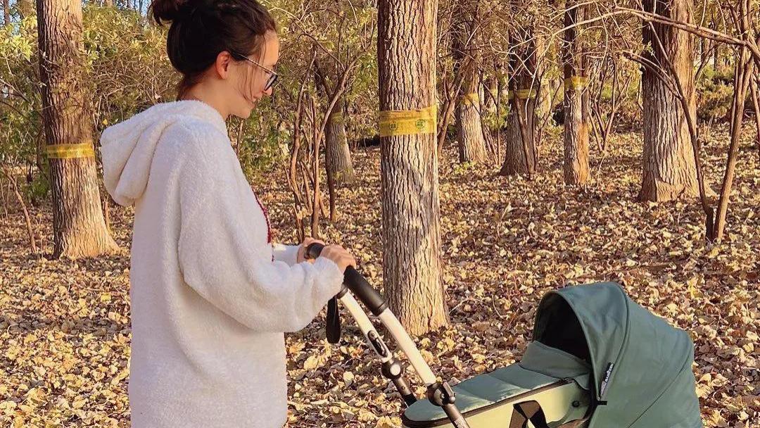 卢靖姗|卢靖姗晒遛娃照，推婴儿车带女儿去公园，老公韩庚视角下满脸幸福