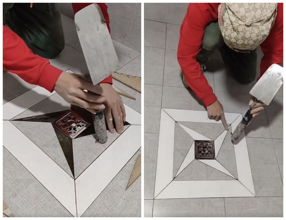 他把瓷砖贴出“新境界”,花样百出趣味十足,网友:真的服了