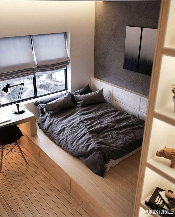 这应该是理想中的美好生活吧!卧室床尾正对落地窗,外面景色一览无余