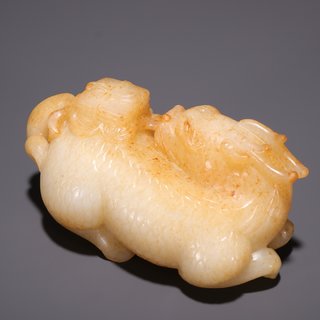 |旧藏·和田玉麒麟送书摆件